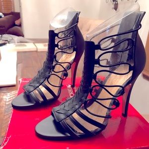 Andrea Open Black High Heels Size 7